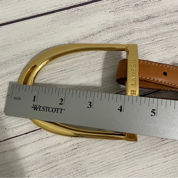 Ralph Lauren Stirrup Belt Equestrian Riding Leather Gold Brown Double Womens - Picture 4 of 14